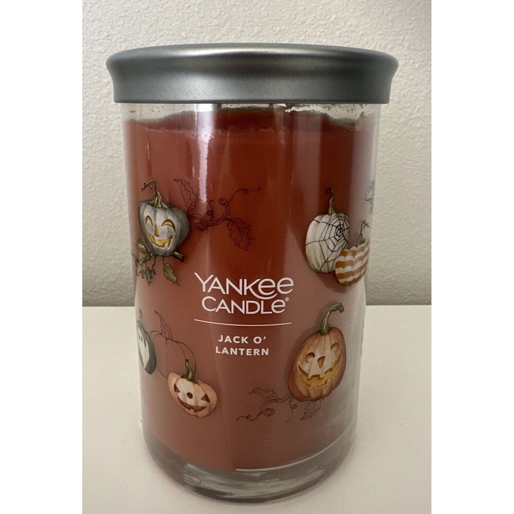 Yankee Candle JACK O' LANTERN Large Signature Tumbler Brown 2-wick Wax Halloween